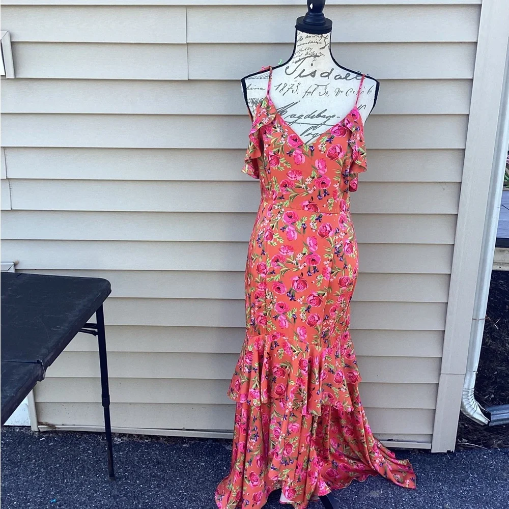 Anthropologie Keepsake Tiered Maxi Dress Size medium Avant Garde boho glam - Picture 2 of 6